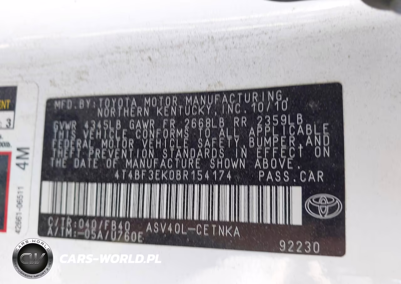 2011 Toyota Camry Le VIN:4T4BF3EK0BR154174 - 9
