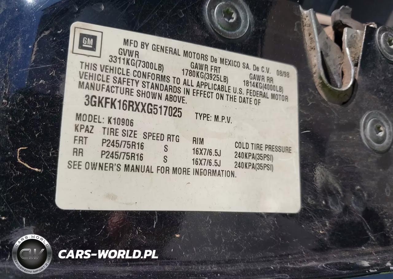 1999 GMC Suburban 1500 Slt Cmi VIN:3GKFK16RXXG517025 - 9