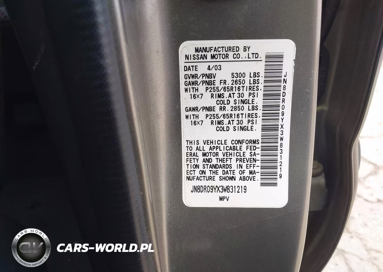 2003 Nissan Pathfinder Se VIN:JN8DR09YX3W831219 - 9