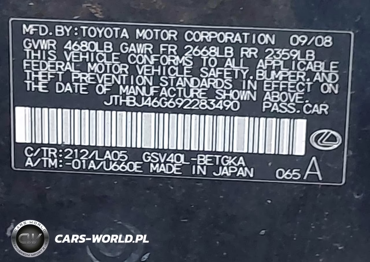 2009 Lexus Es 350 VIN:JTHBJ46G692283490 - 9