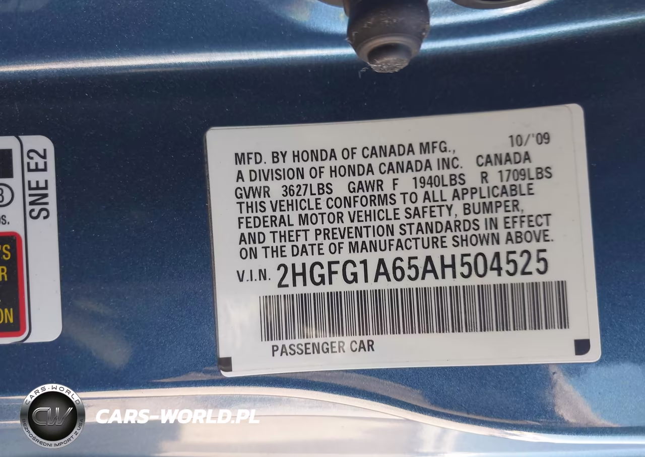 2010 Honda Civic Lx VIN:2HGFG1A65AH504525 - 9