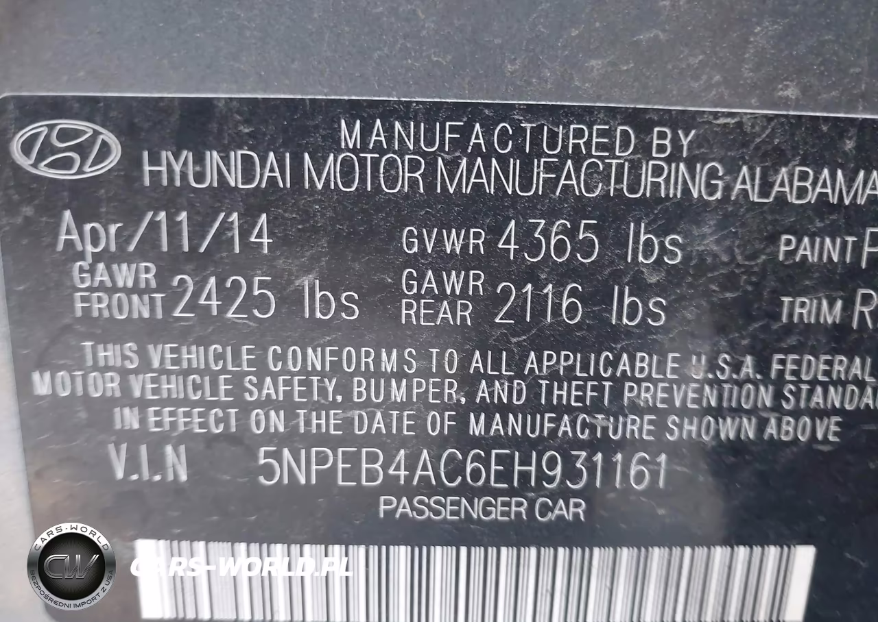 2014 Hyundai Sonata Gls VIN:5NPEB4AC6EH931161 - 9