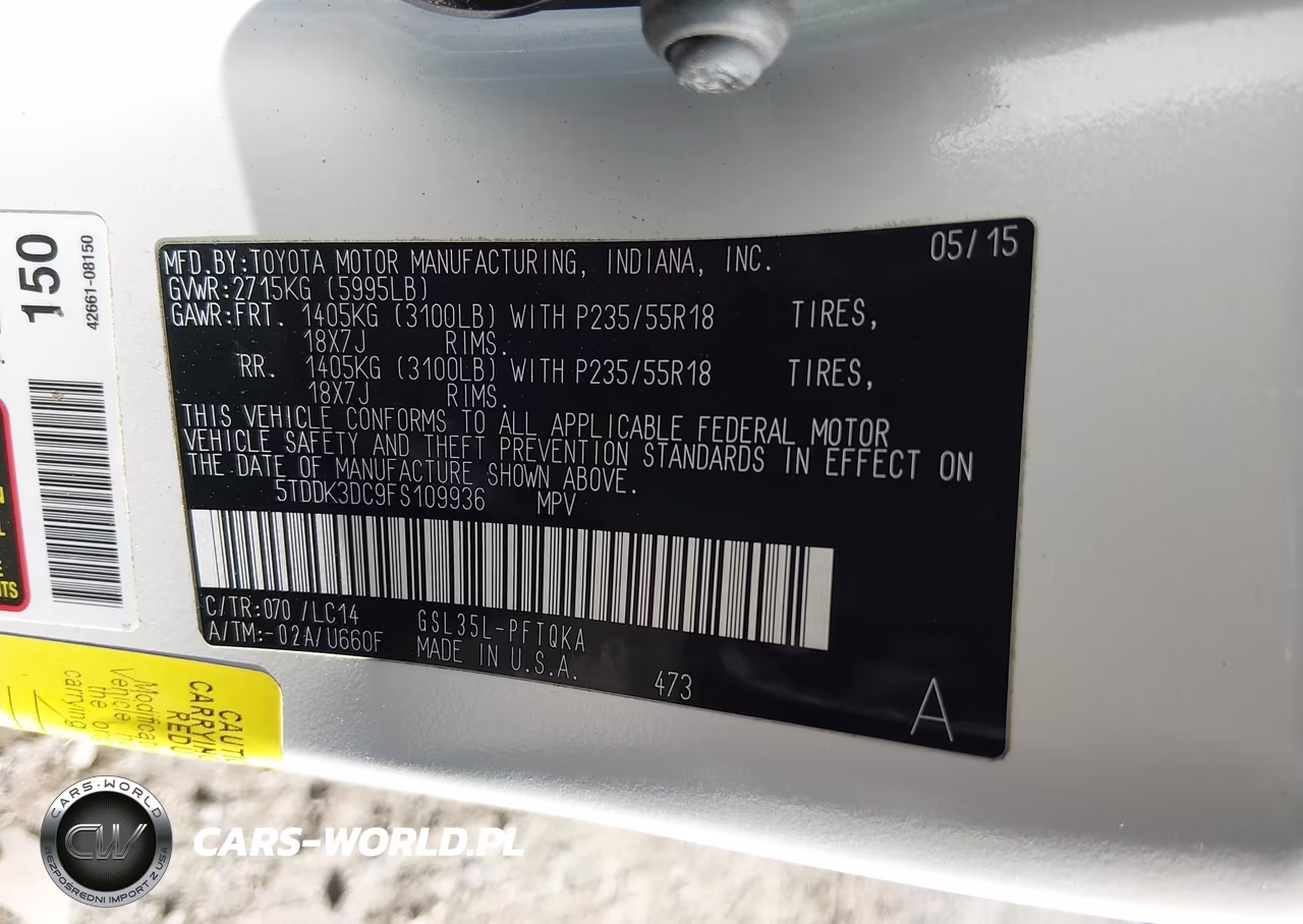 2015 Toyota Sienna Xle 7 Passenger VIN:5TDDK3DC9FS109936 - 9