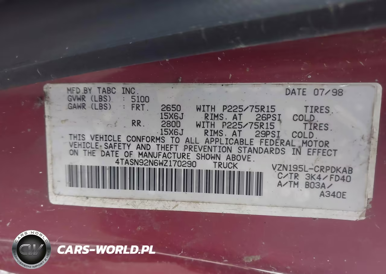 1999 Toyota Tacoma VIN:4TAWM72N9XZ562285 - 12