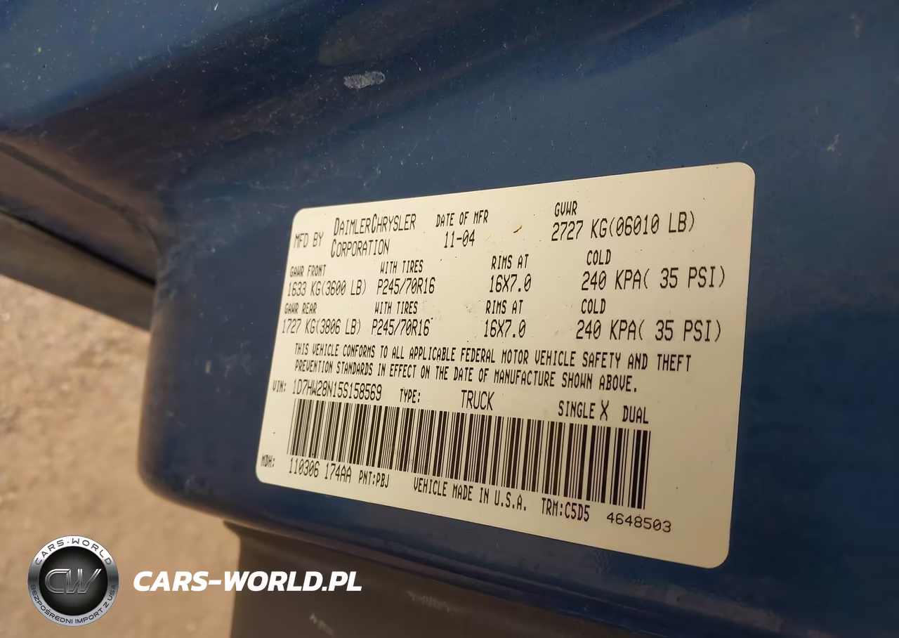 2005 Dodge Dakota St VIN:1D7HW28N15S158569 - 9