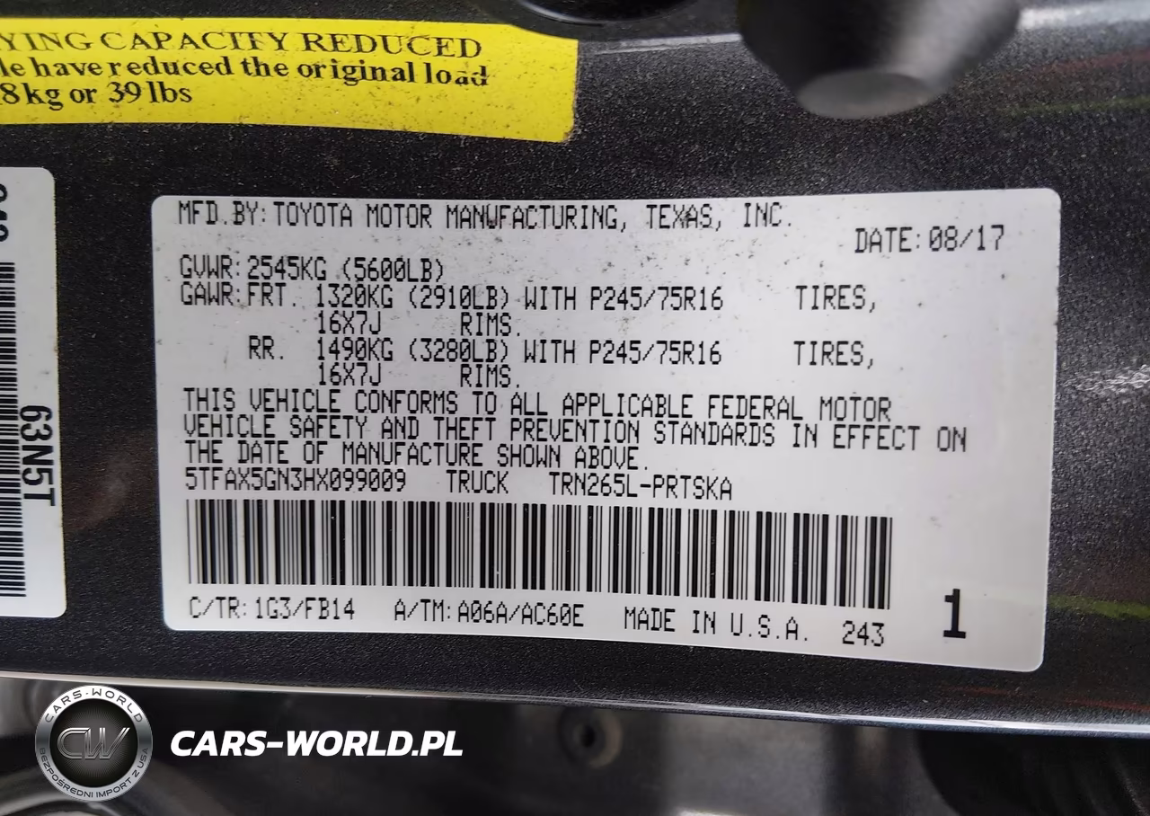 2017 Toyota Tacoma Sr VIN:5TFAX5GN3HX099009 - 9