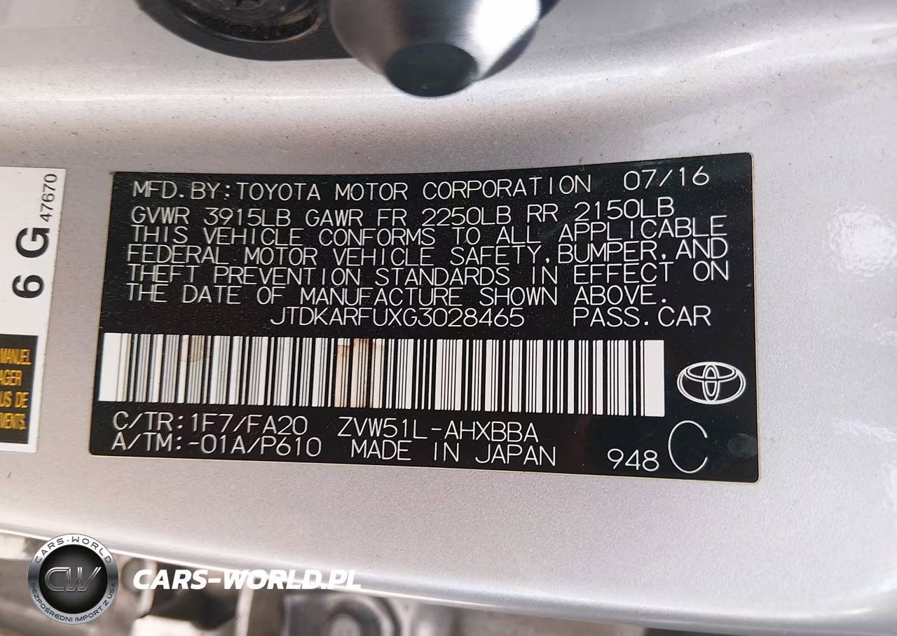 2016 Toyota Prius Two Eco VIN:JTDKARFUXG3028465 - 9