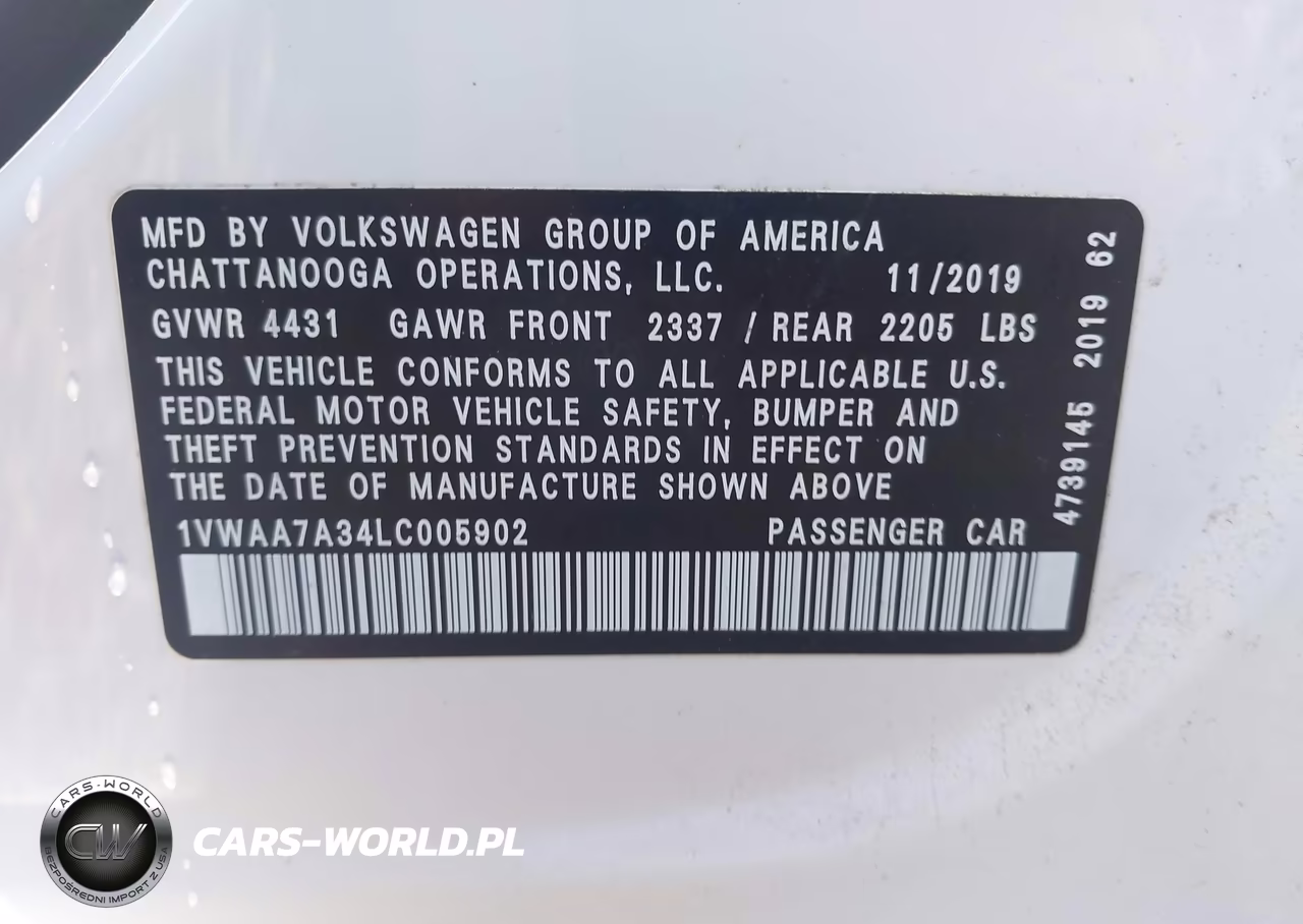 2020 Volkswagen Passat 2.0T S VIN:1VWAA7A34LC005902 - 9