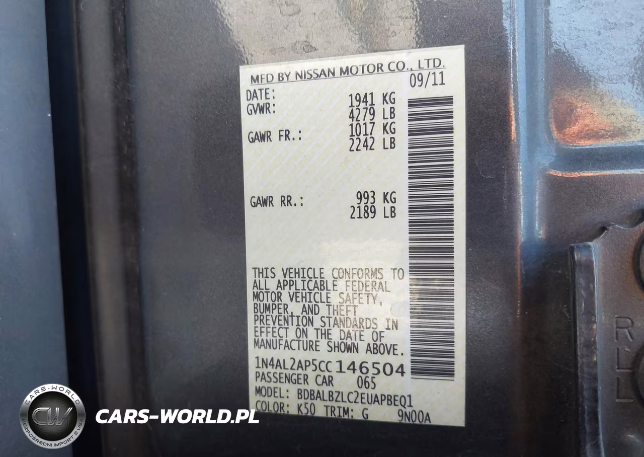 2012 Nissan Altima 2.5 S VIN:1N4AL2AP5CC146504 - 9
