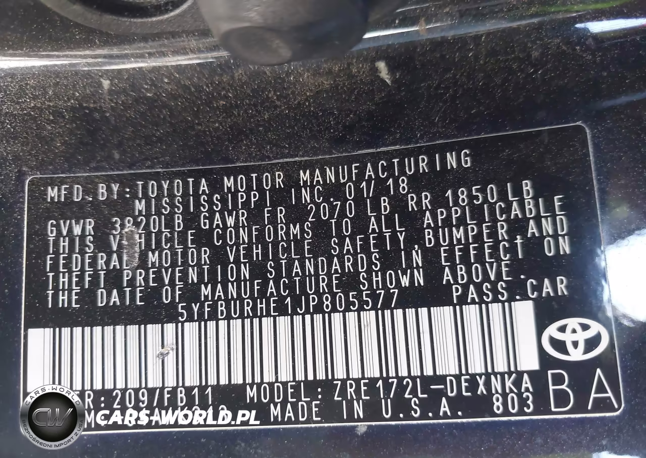2018 Toyota Corolla Le VIN:5YFBURHE1JP805577 - 9