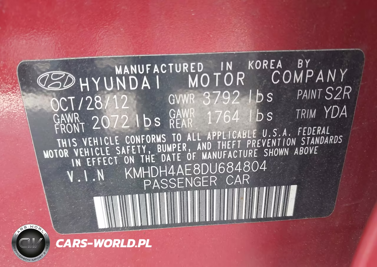 2013 Hyundai Elantra Gls VIN:KMHDH4AE8DU684804 - 9