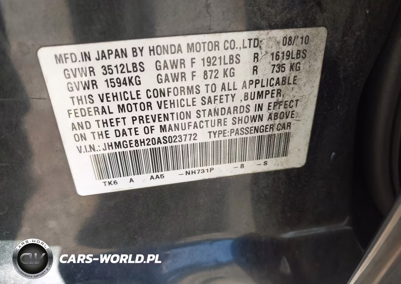 2010 Honda Fit VIN:JHMGE8H20AS023772 - 9