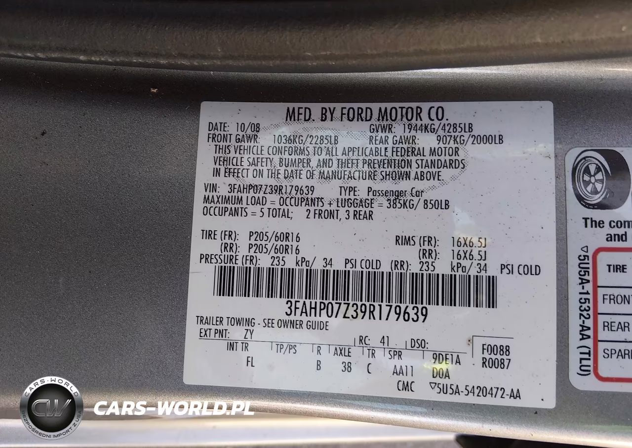 2009 Ford Fusion Se VIN:3FAHP07Z39R179639 - 9