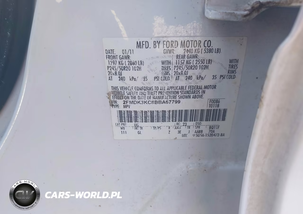 2011 Ford Edge Limited VIN:2FMDK3KC8BBA67799 - 9
