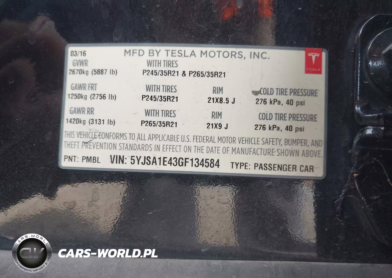 2016 Tesla Model S 90D-P100D-P85D-P90D VIN:5YJSA1E43GF134584 - 9