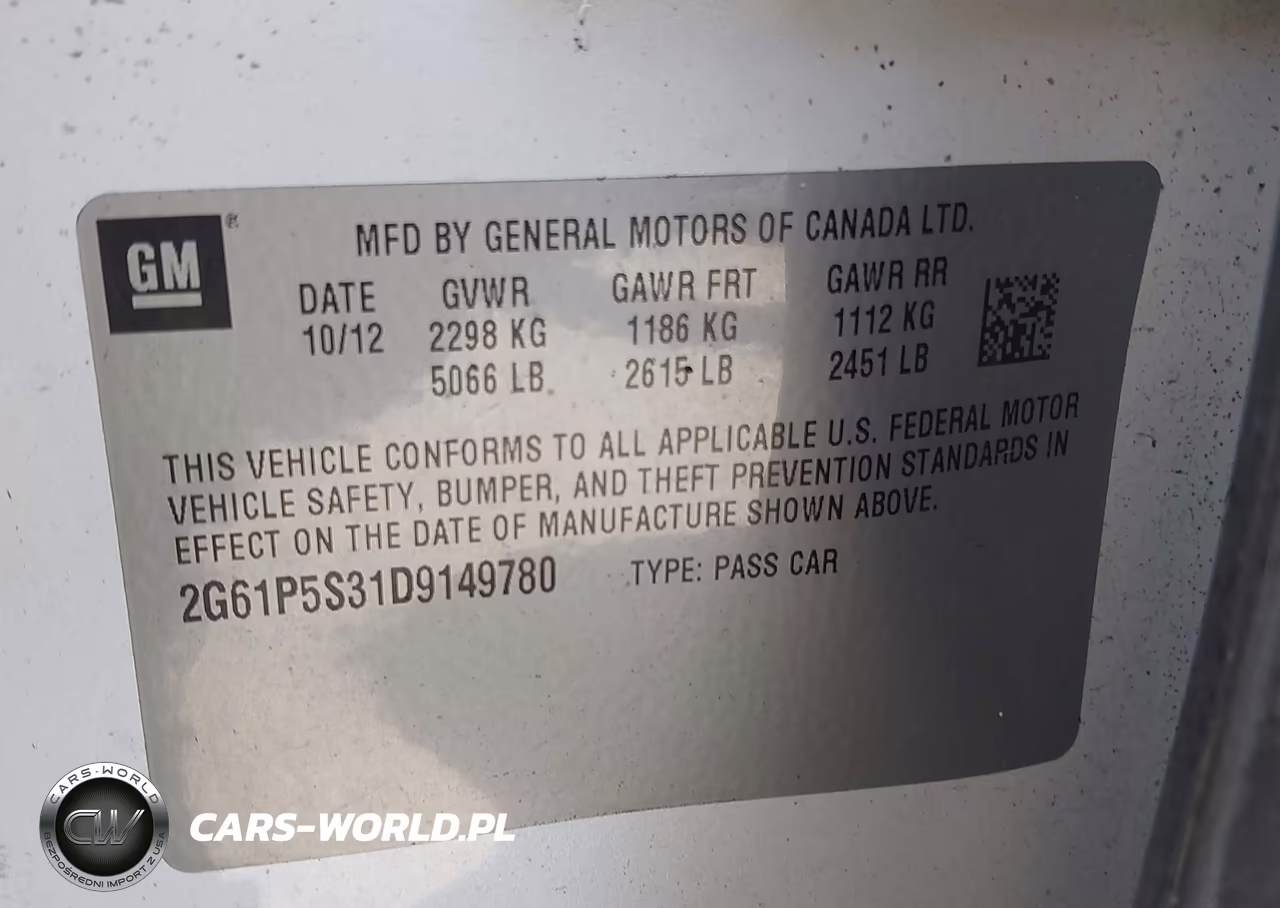 2013 Cadillac Xts Luxury VIN:2G61P5S31D9149780 - 9