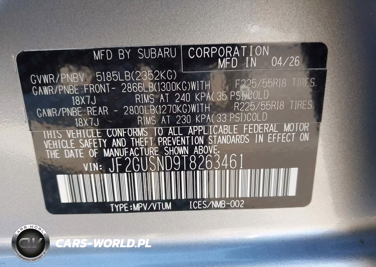 2026 Subaru Crosstrek Limited VIN:JF2GUSND9T8263461 - 9