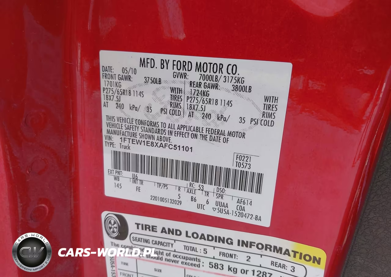 2010 Ford F-150 Xlt VIN:1FTEW1E8XAFC51101 - 8