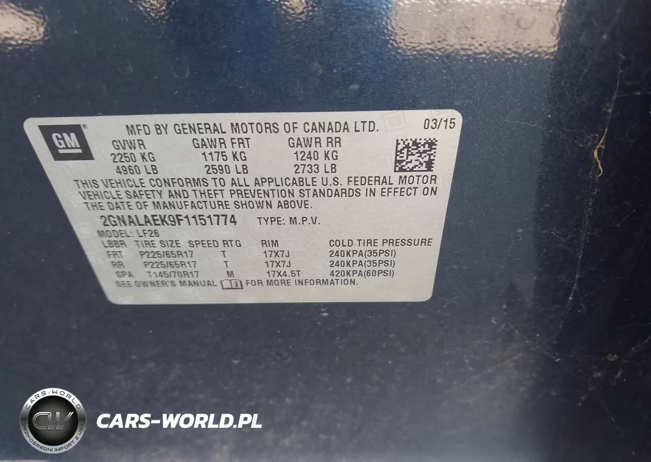 2015 Chevrolet Equinox Ls VIN:2GNALAEK9F1151774 - 9