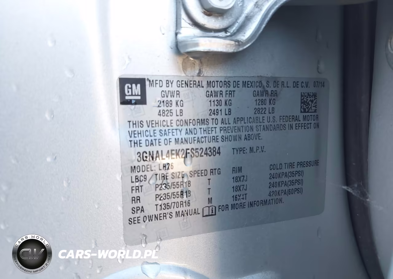 2015 Chevrolet Captiva Sport Ltz VIN:3GNAL4EK2FS524384 - 9
