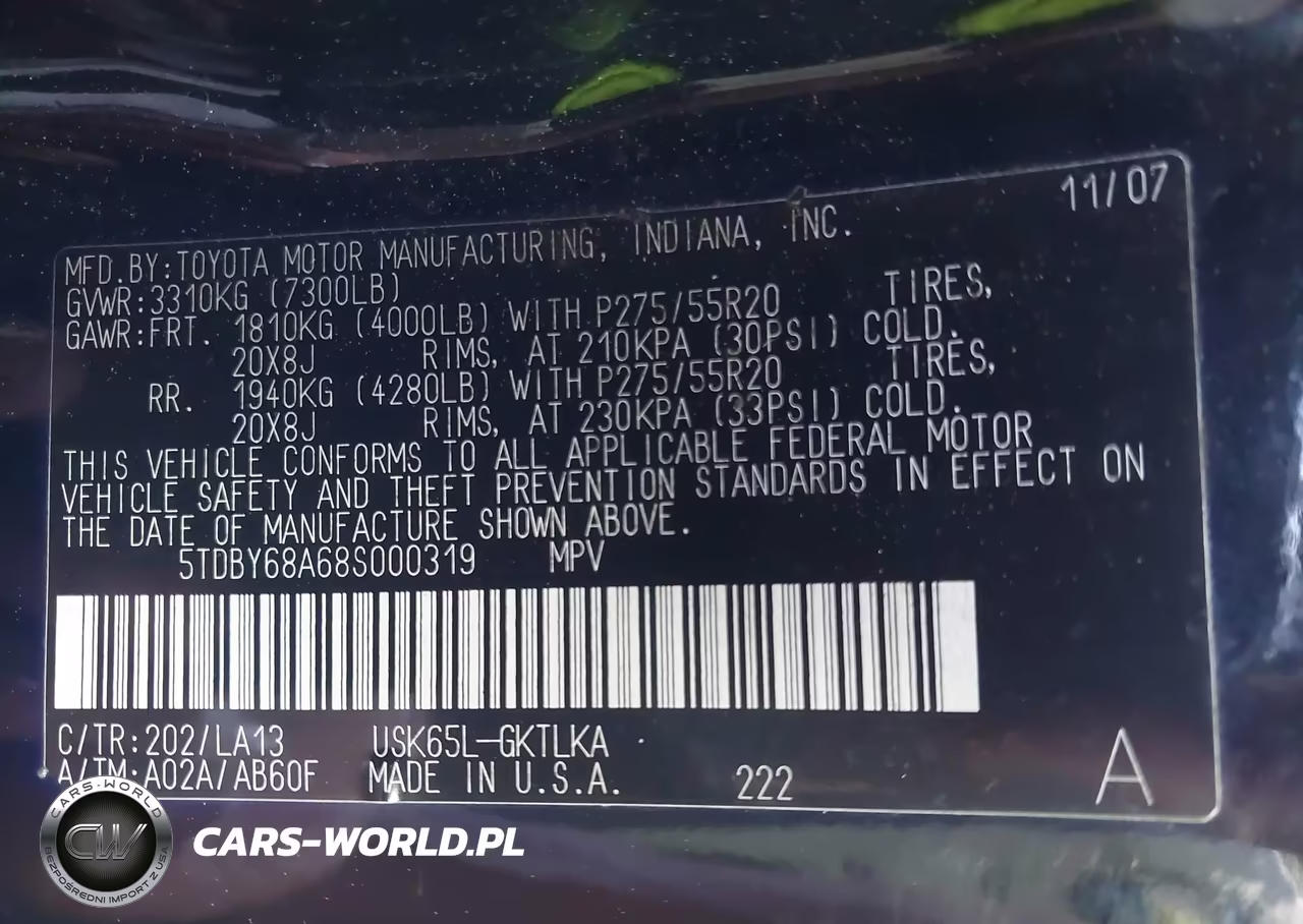 2008 Toyota Sequoia Limited 5.7L V8 VIN:5TDBY68A68S000319 - 9