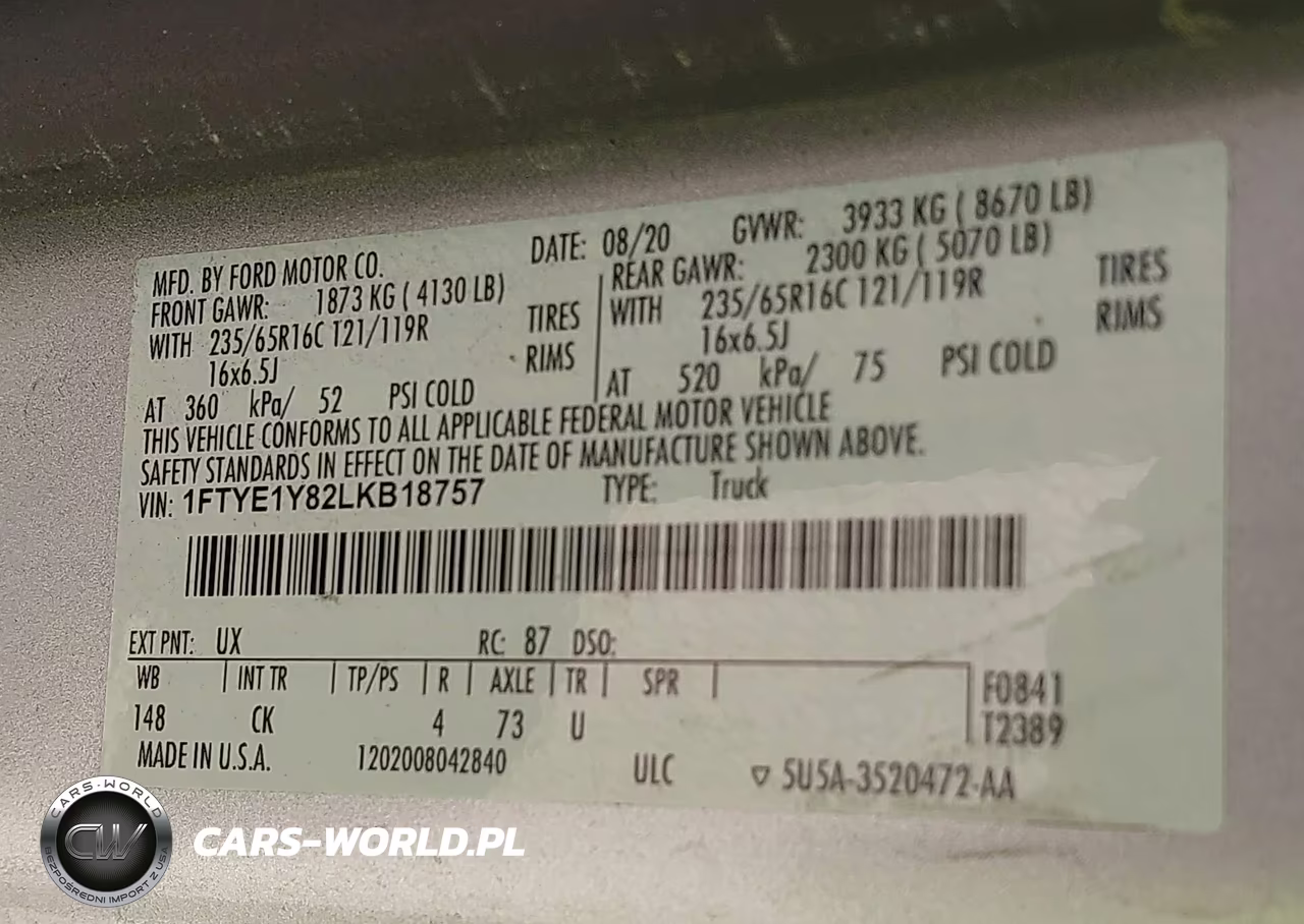 2020 Ford Transit-150 VIN:1FTYE1Y82LKB18757 - 9