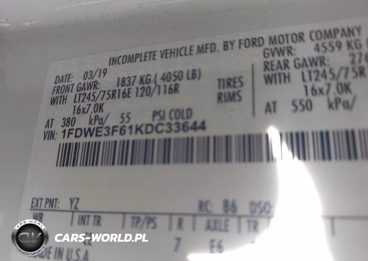 2019 Ford E-350 Cutaway VIN:1FDWE3F61KDC33644 - 8