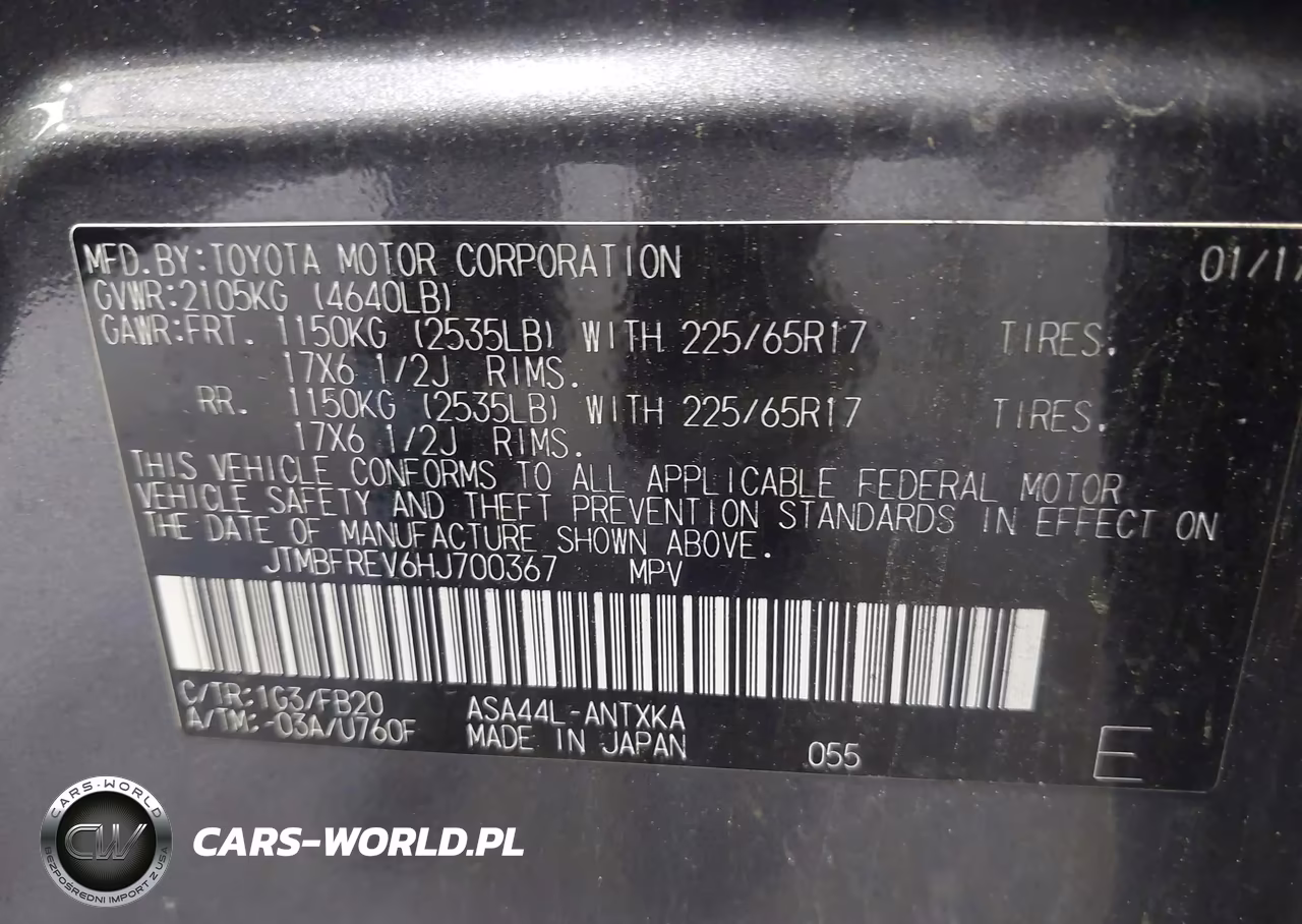 2017 Toyota Rav4 Le VIN:JTMBFREV6HJ700367 - 9