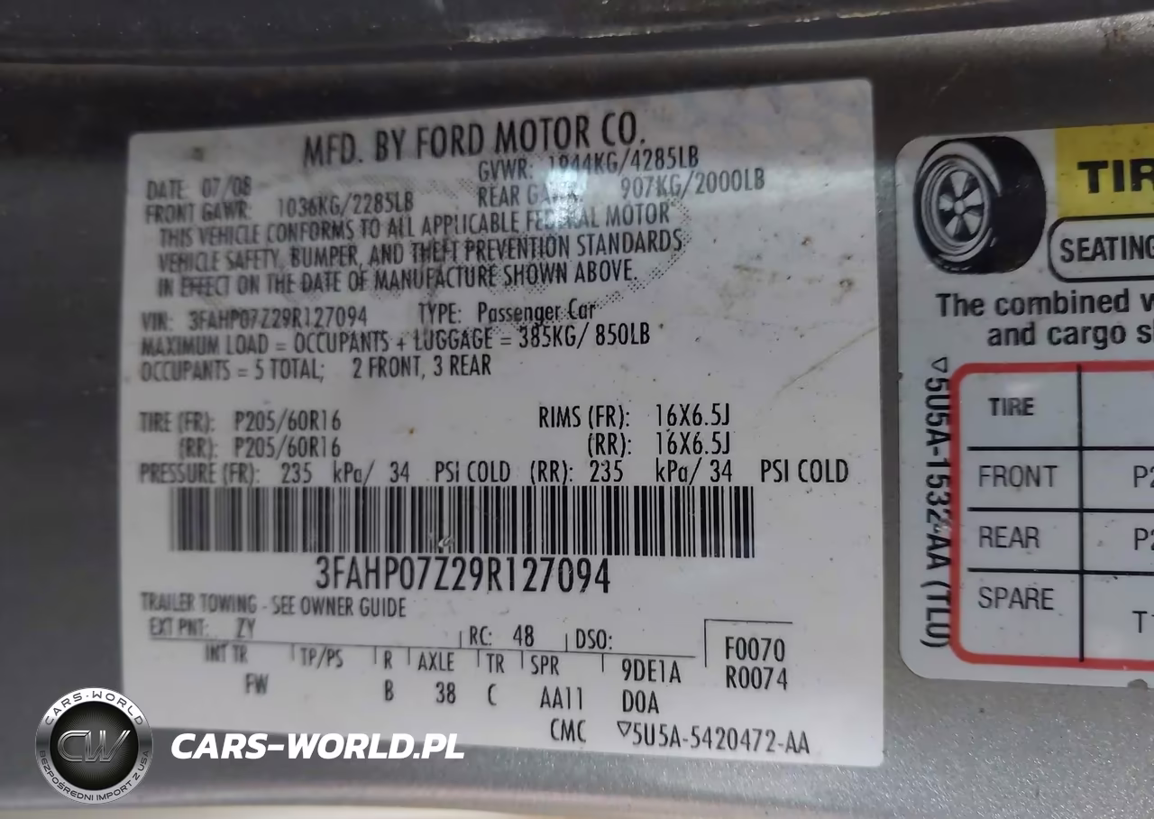 2009 Ford Fusion Se VIN:3FAHP07Z29R127094 - 9