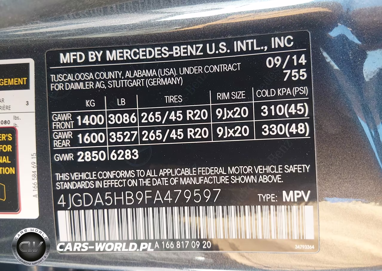 2015 Mercedes-Benz Ml 350 4Matic VIN:4JGDA5HB9FA479597 - 9