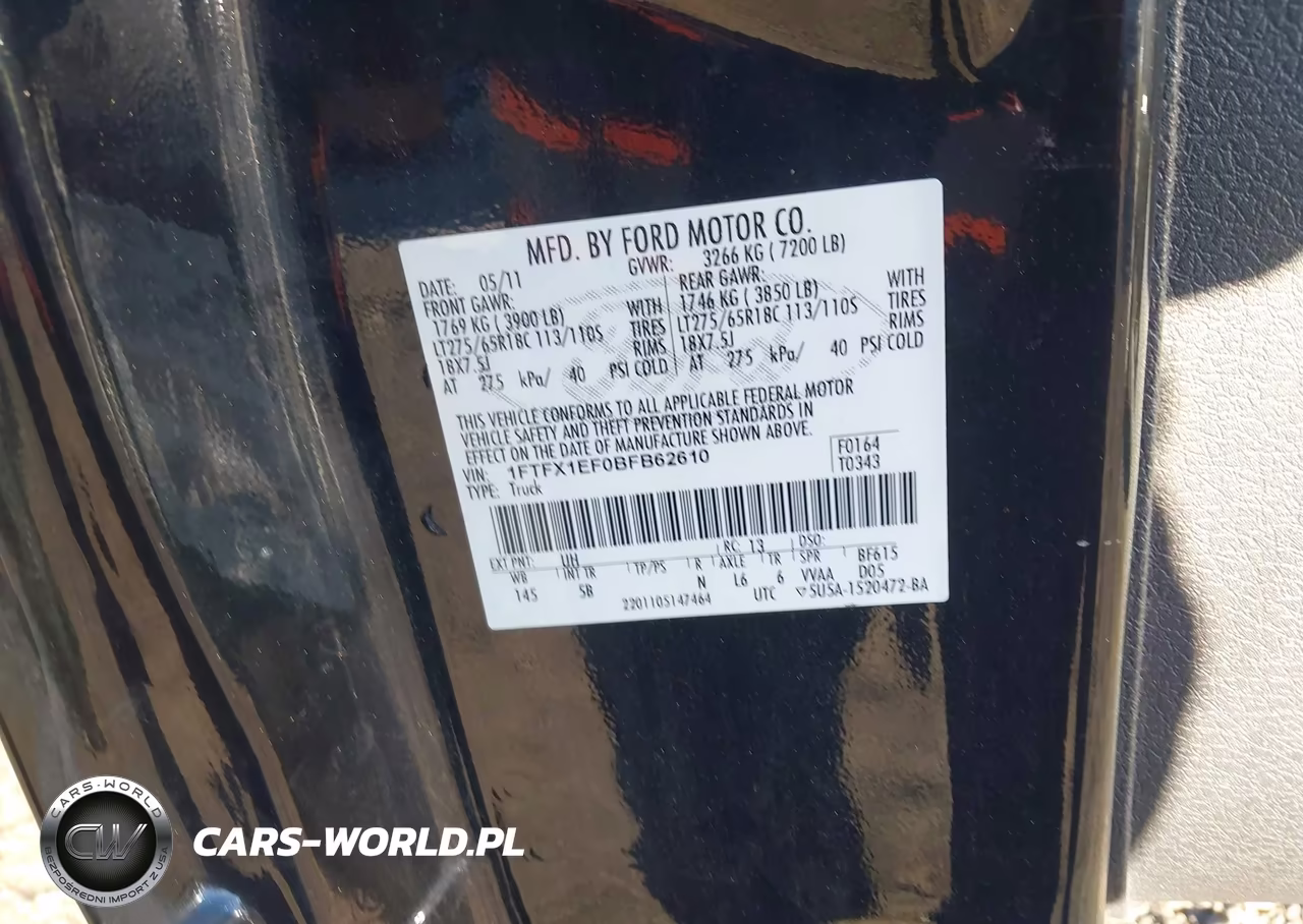 2011 Ford F-150 Fx4 VIN:1FTFX1EF0BFB62610 - 9