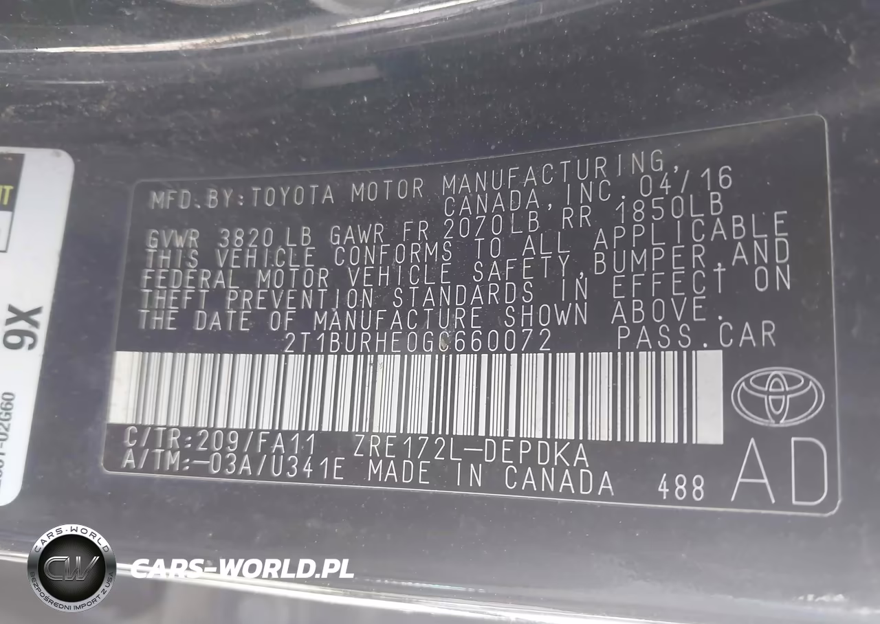 2016 Toyota Corolla L VIN:2T1BURHE0GC660072 - 9