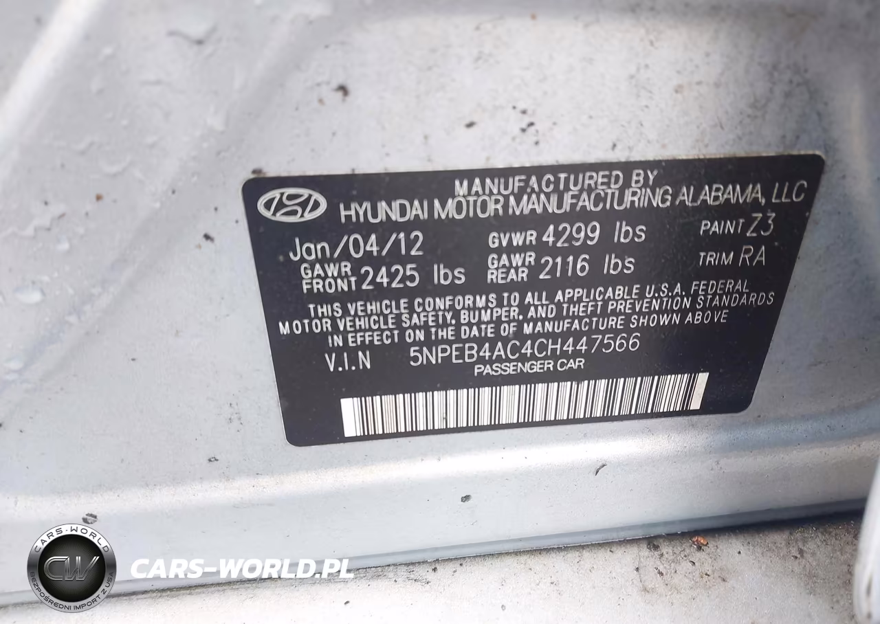 2012 Hyundai Sonata Gls VIN:5NPEB4AC4CH447566 - 9