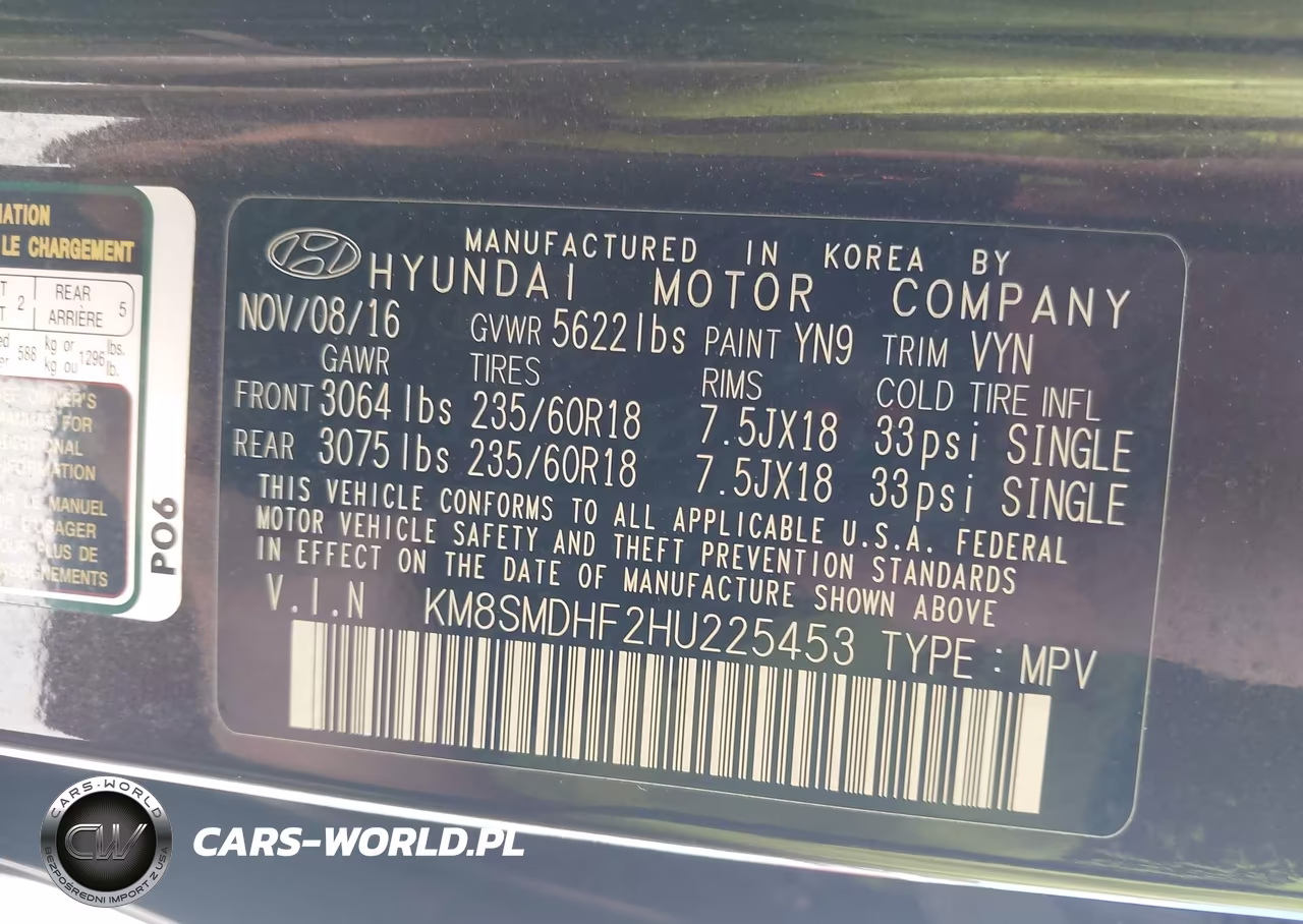 2017 Hyundai Santa Fe Se VIN:KM8SMDHF2HU225453 - 9
