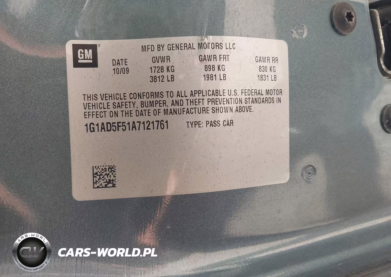 2010 Chevrolet Cobalt Lt VIN:1G1AD5F51A7121761 - 9