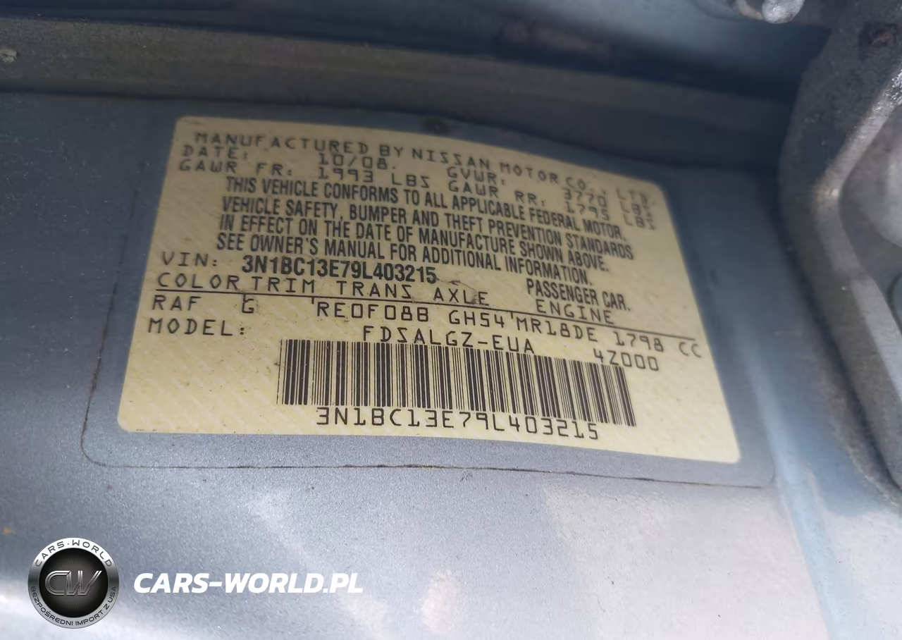 2009 Nissan Versa 1.8Sl VIN:3N1BC13E79L403215 - 9