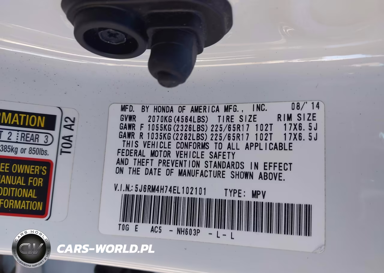 2014 Honda Cr-V Ex-L VIN:5J6RM4H74EL102101 - 9