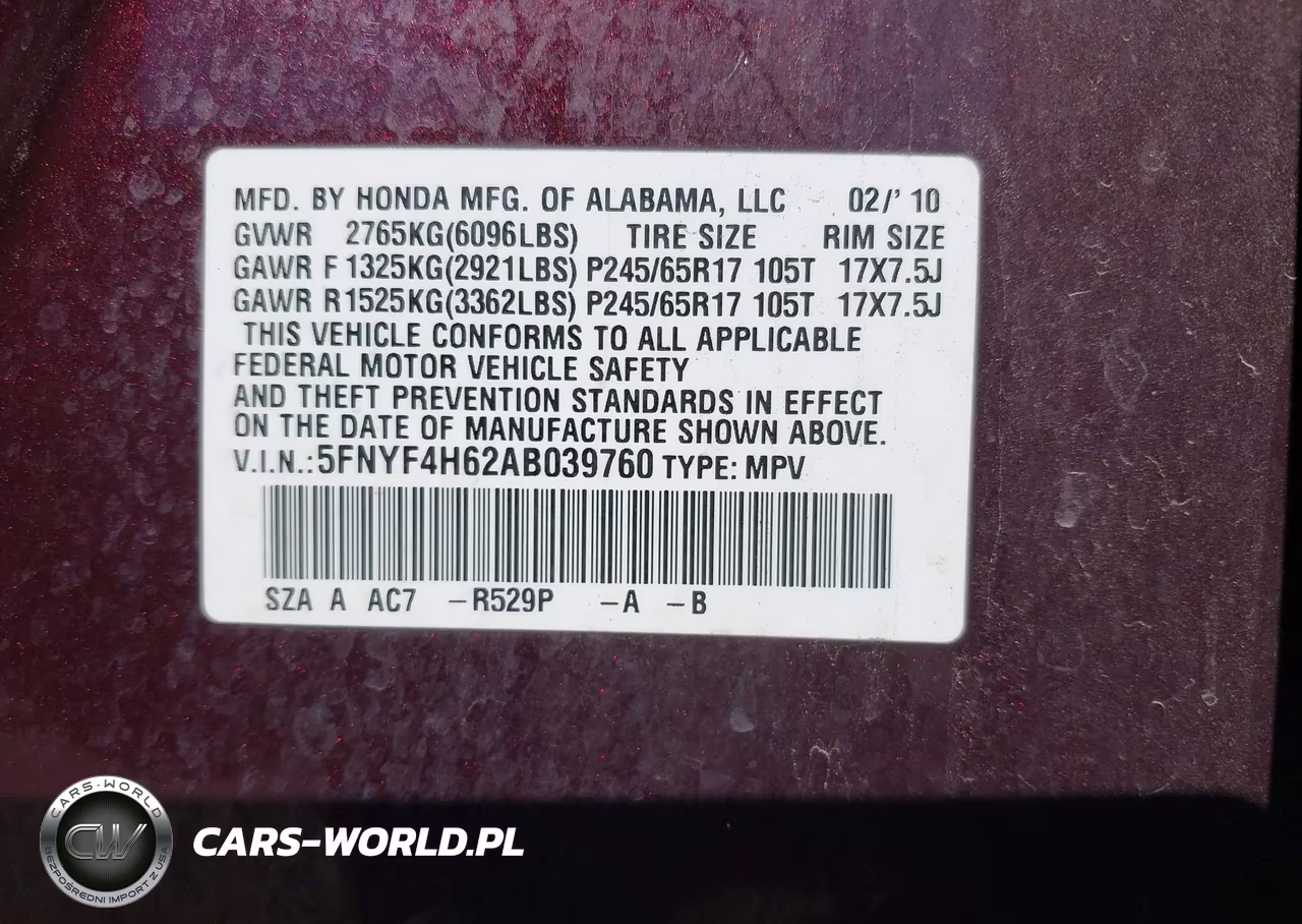 2010 Honda Pilot Ex-L VIN:5FNYF4H62AB039760 - 9