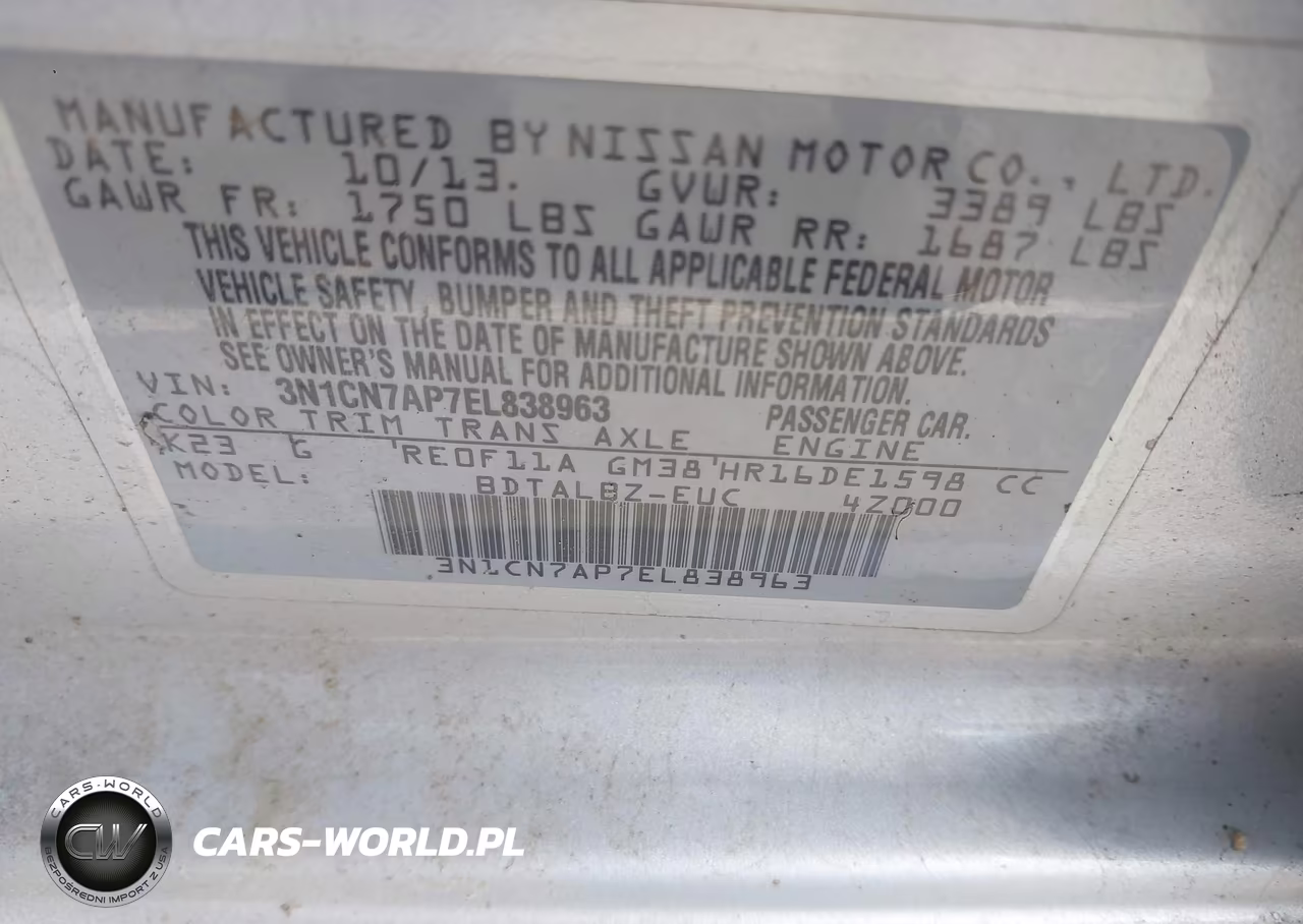 2014 Nissan Versa 1.6 Sv VIN:3N1CN7AP7EL838963 - 9