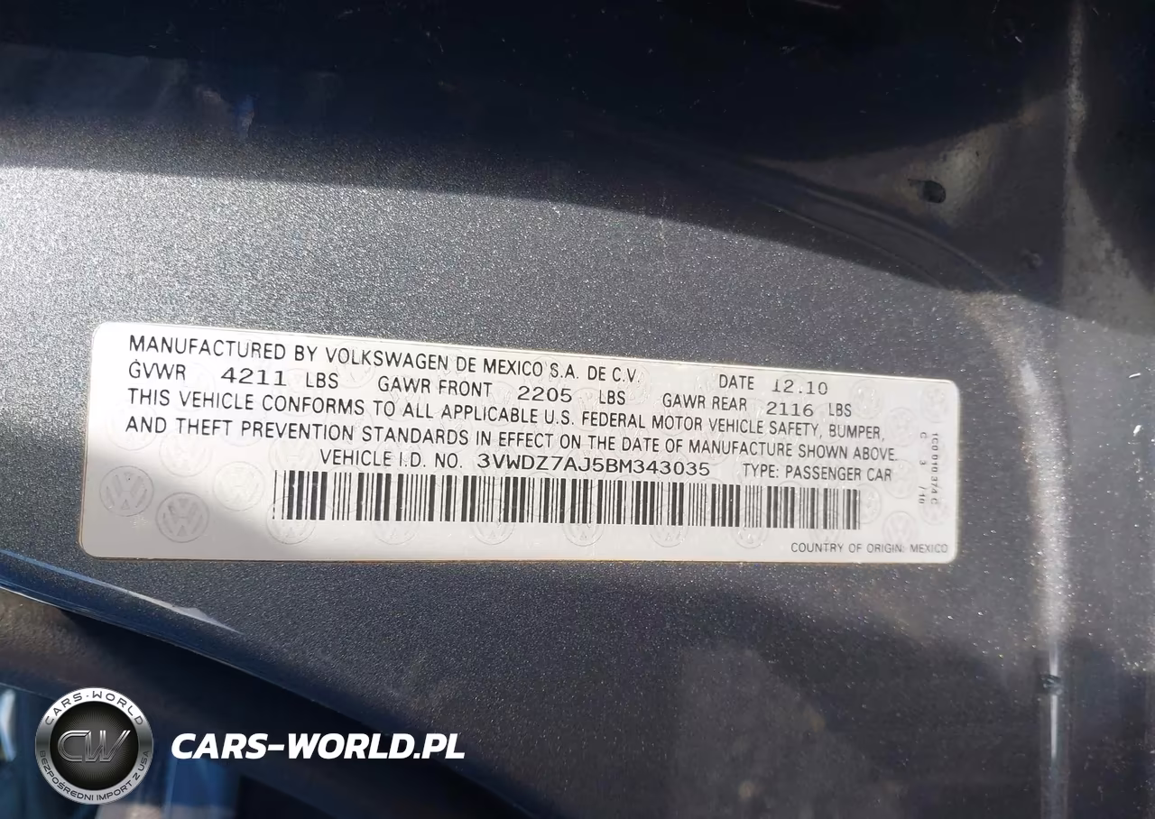 2011 Volkswagen Jetta 2.5L Se VIN:3VWDZ7AJ5BM343035 - 9