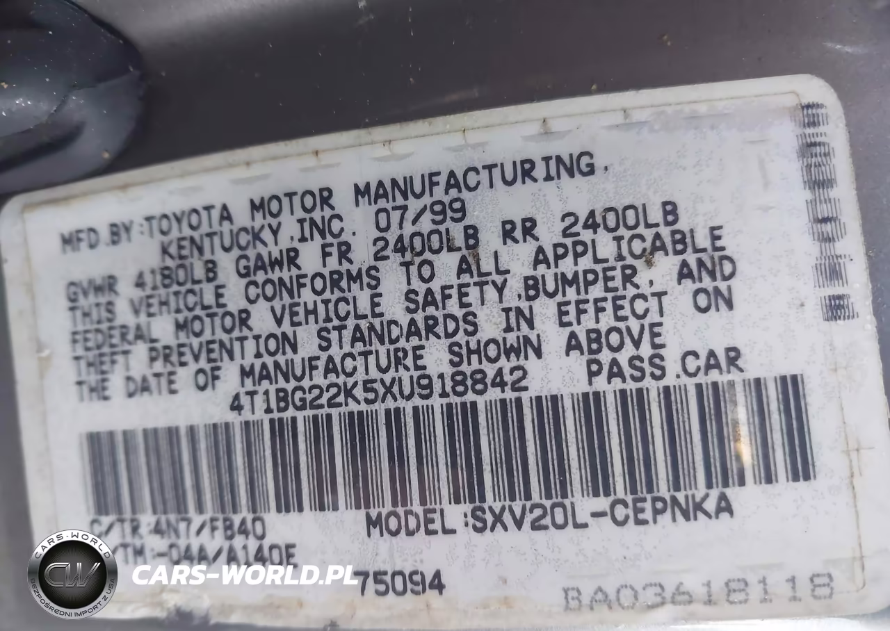 1999 Toyota Camry Le VIN:4T1BG22K5XU918842 - 9