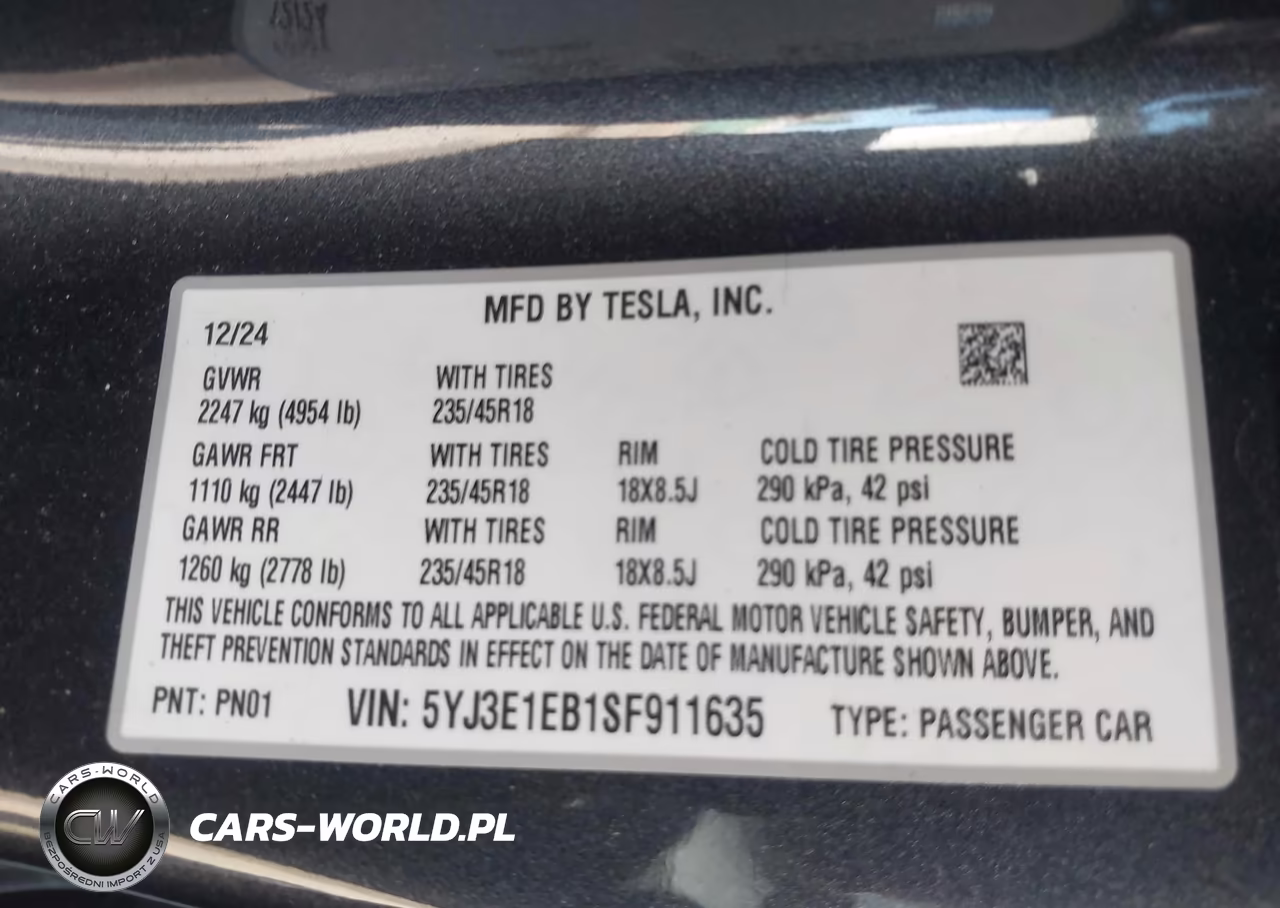 2025 Tesla Model 3 Long Range All-Wheel Drive VIN:5YJ3E1EB1SF911635 - 9
