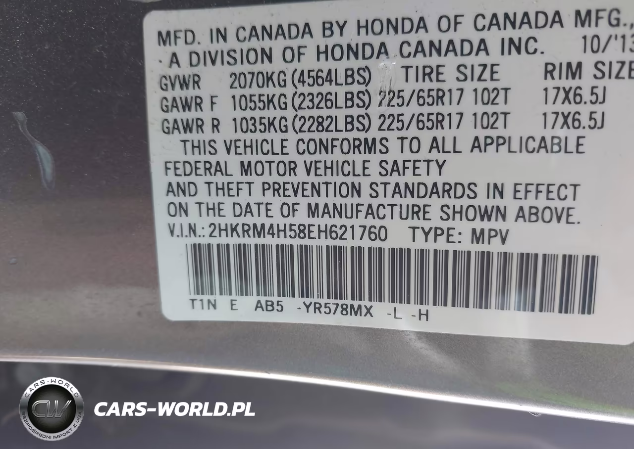 2014 Honda Cr-V Ex VIN:2HKRM4H58EH621760 - 9