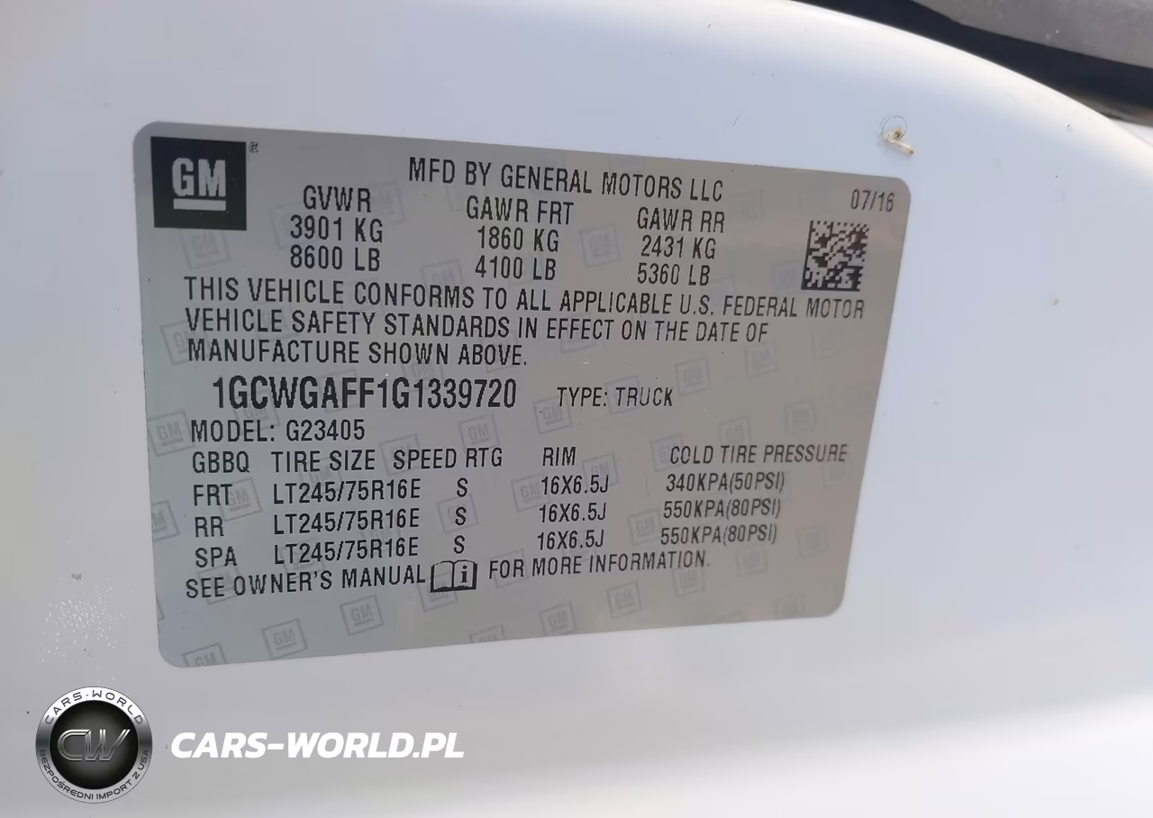 2016 Chevrolet Express 2500 Work Van VIN:1GCWGAFF1G1339720 - 9