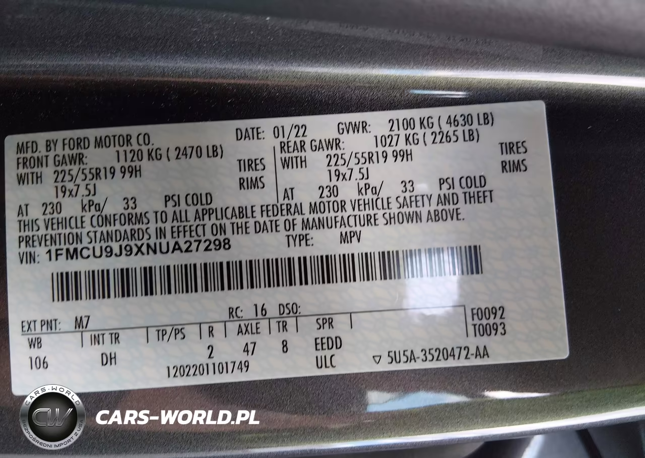 2022 Ford Escape Titanium VIN:1FMCU9J9XNUA27298 - 9