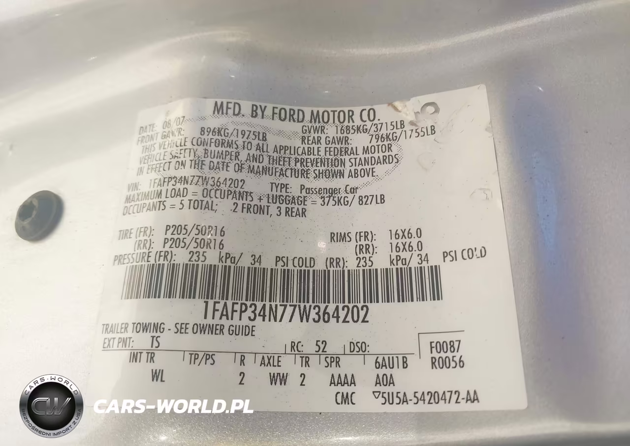 2007 Ford Focus S-Se-Ses VIN:1FAFP34N77W364202 - 9