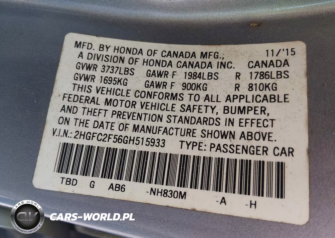 2016 Honda Civic Lx VIN:2HGFC2F56GH515933 - 9