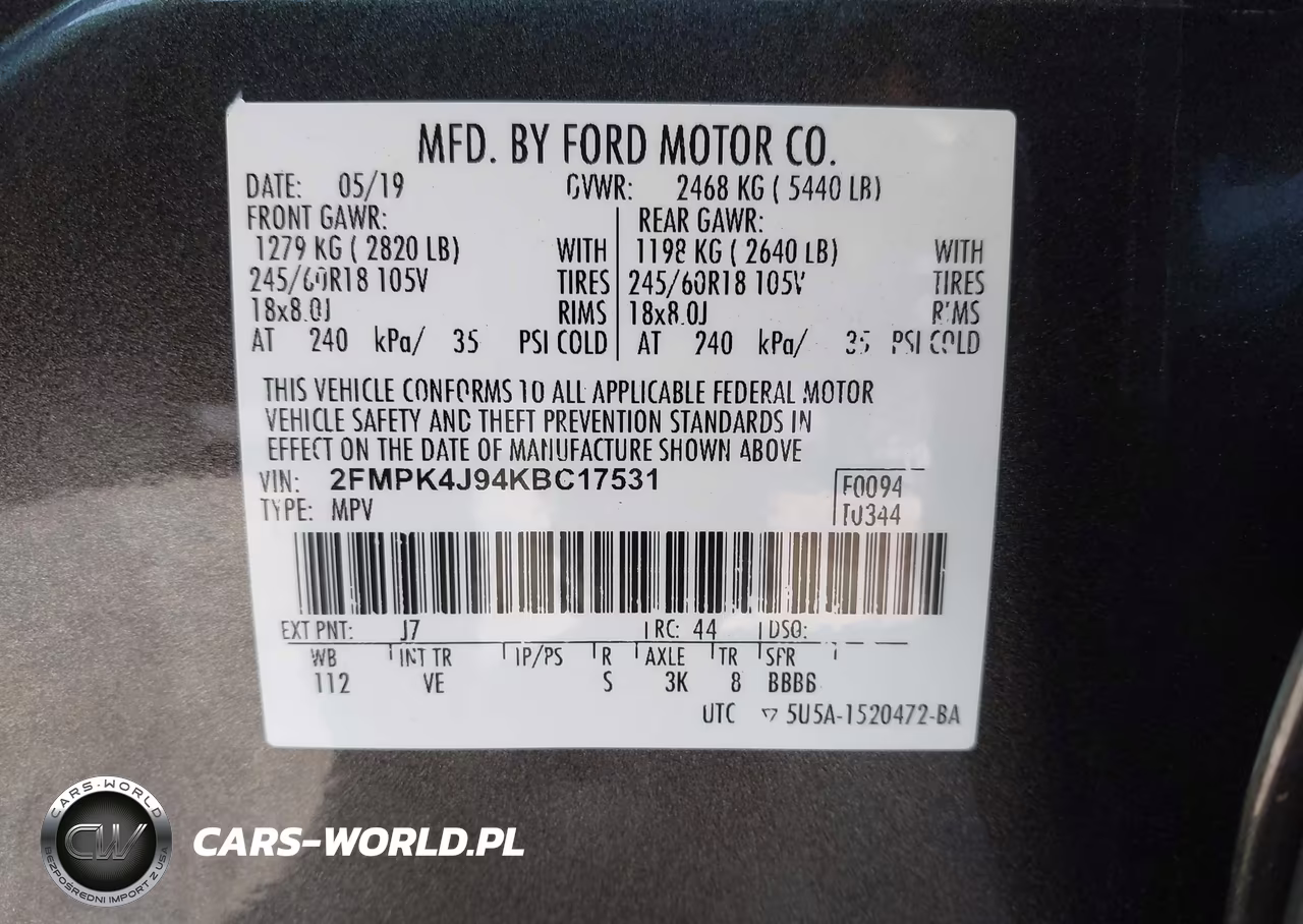2019 Ford Edge Sel VIN:2FMPK4J94KBC17531 - 9