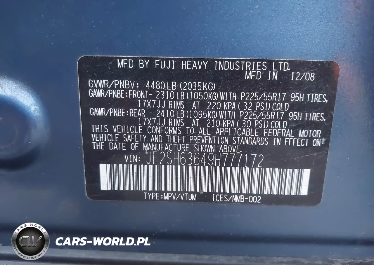 2009 Subaru Forester 2.5X VIN:JF2SH63649H777172 - 9