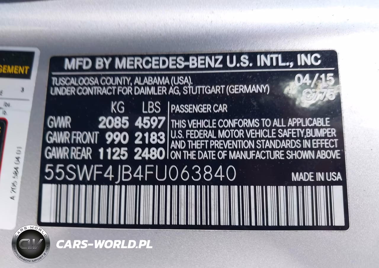 2015 Mercedes-Benz C 300 Sport VIN:55SWF4JB4FU063840 - 9